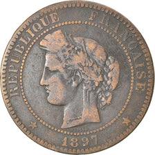 Coin, France, Cérès, 10 Centimes, 1897, Paris, VF(30-35), Bronze, KM:815.1