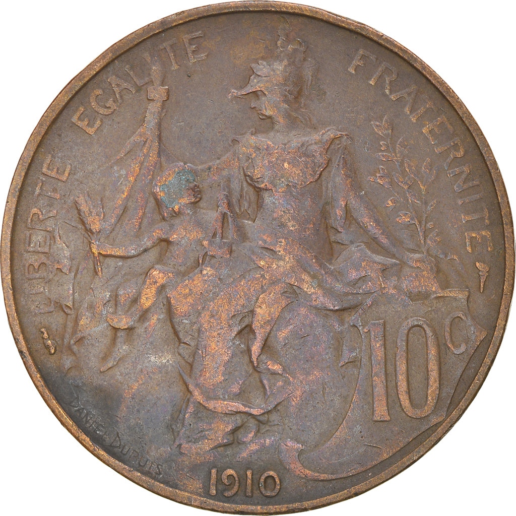Moneta, Francja, Dupuis, 10 Centimes, 1910, Paris, EF(40-45), Bronze, KM:843