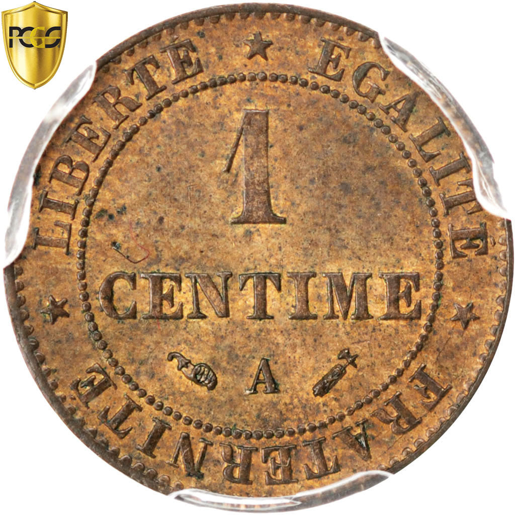 France, Centime, Cérès, 1882, Paris, Bronze, PCGS, MS63RB, Gadoury:88