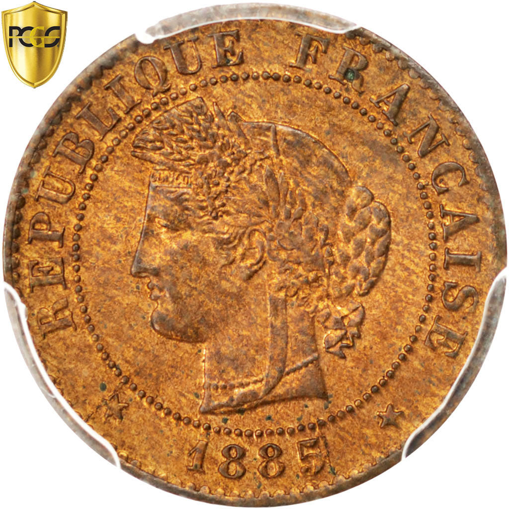 France, Centime, Cérès, 1885, Paris, Bronze, PCGS, MS64+RB, Gadoury:88