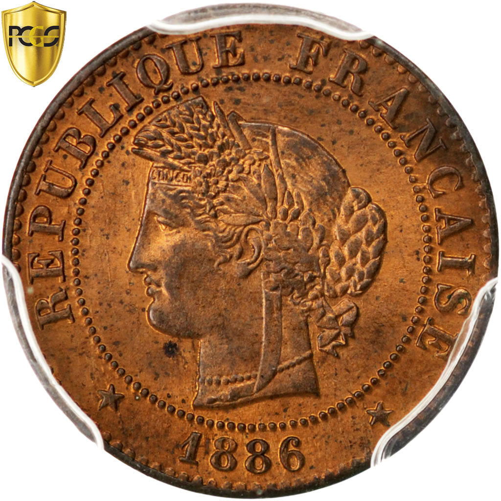 France, Centime, Cérès, 1886, Paris, Bronze, PCGS, MS64RB, Gadoury:88