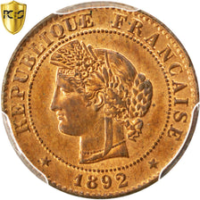Coin, France, Cérès, Centime, 1892, Paris, PCGS, MS64RB, MS(64), Bronze