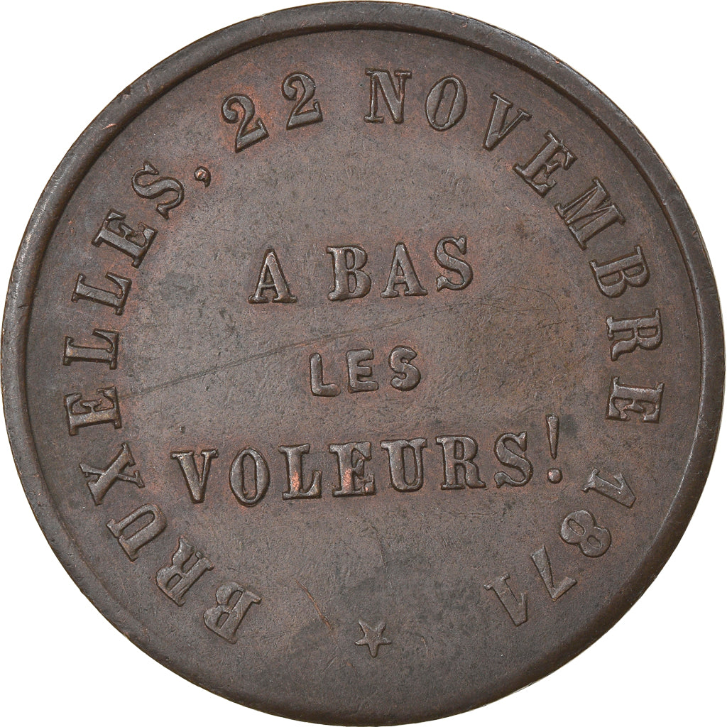 Belgium, Token, Les Honnêtes Gens Reconnaissants à Bara, Bruxelles, 1871