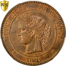 Frankreich, 10 Centimes, Cérès, 1891, Paris, Bronze, PCGS, MS63BN
