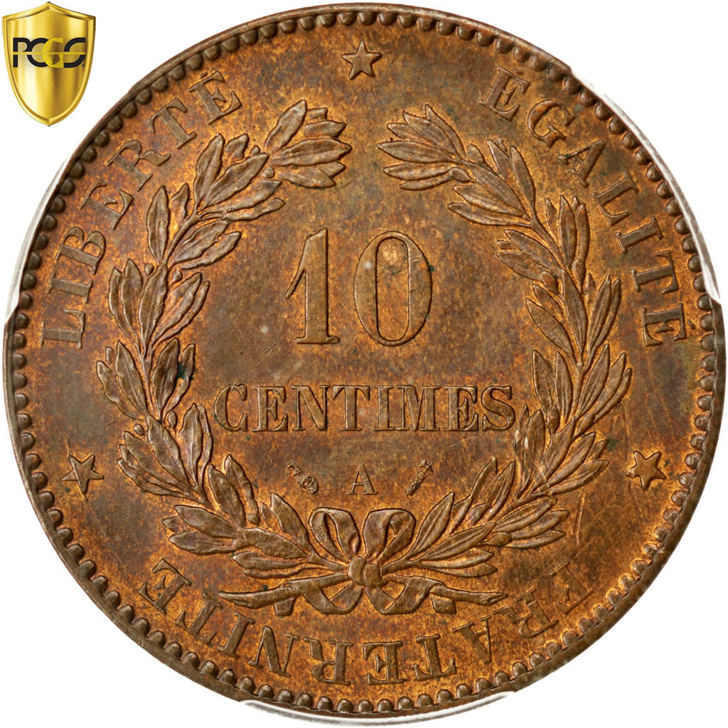 France, 10 Centimes, Cérès, 1891, Paris, Bronze, PCGS, MS63BN, Gadoury:265a