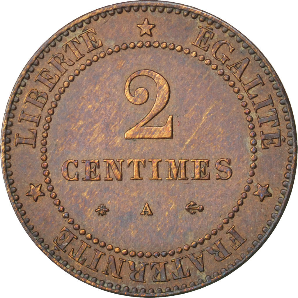 Munten, Frankrijk, Cérès, 2 Centimes, 1878, Paris, ZF+, Bronze, KM:827.1