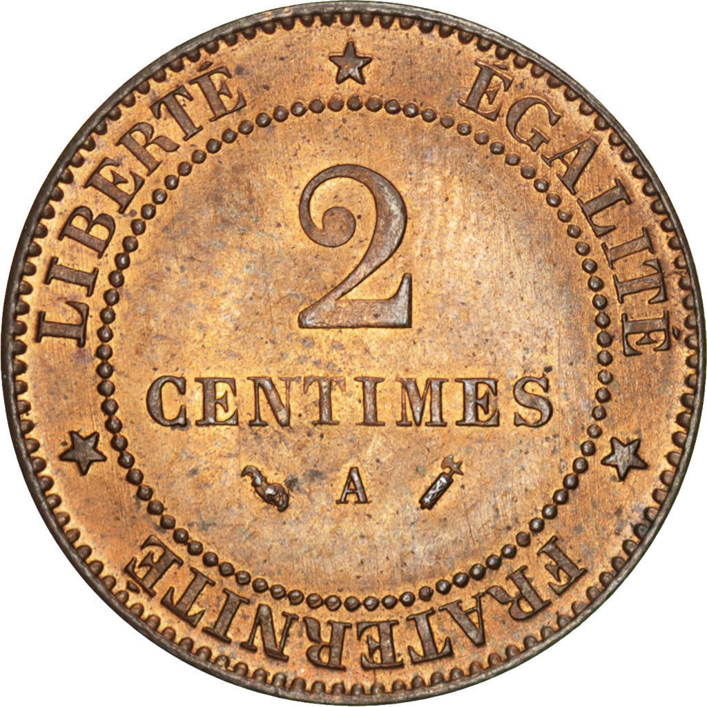 Moneda, Francia, Cérès, 2 Centimes, 1886, Paris, EBC+, Bronce, KM:827.1