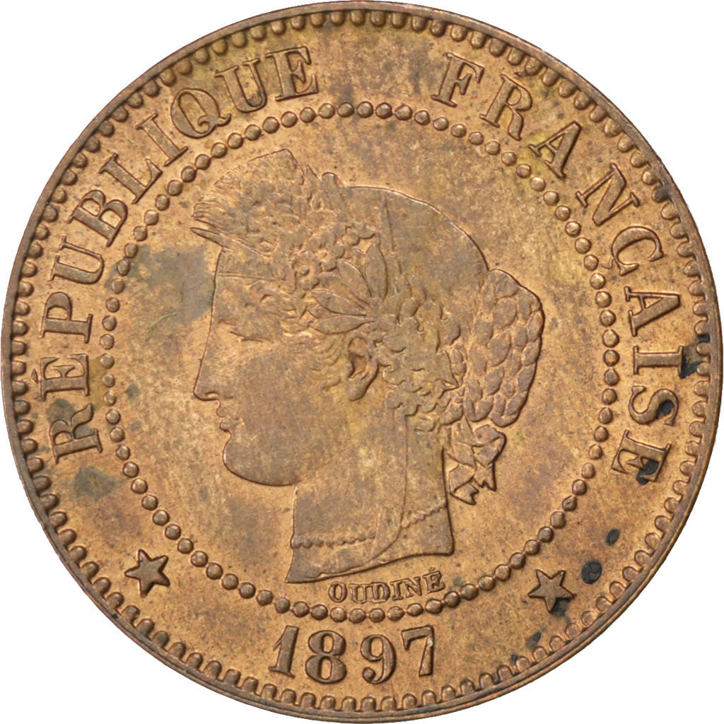 Moneda, Francia, Cérès, 2 Centimes, 1897, Paris, EBC+, Bronce, KM:827.1