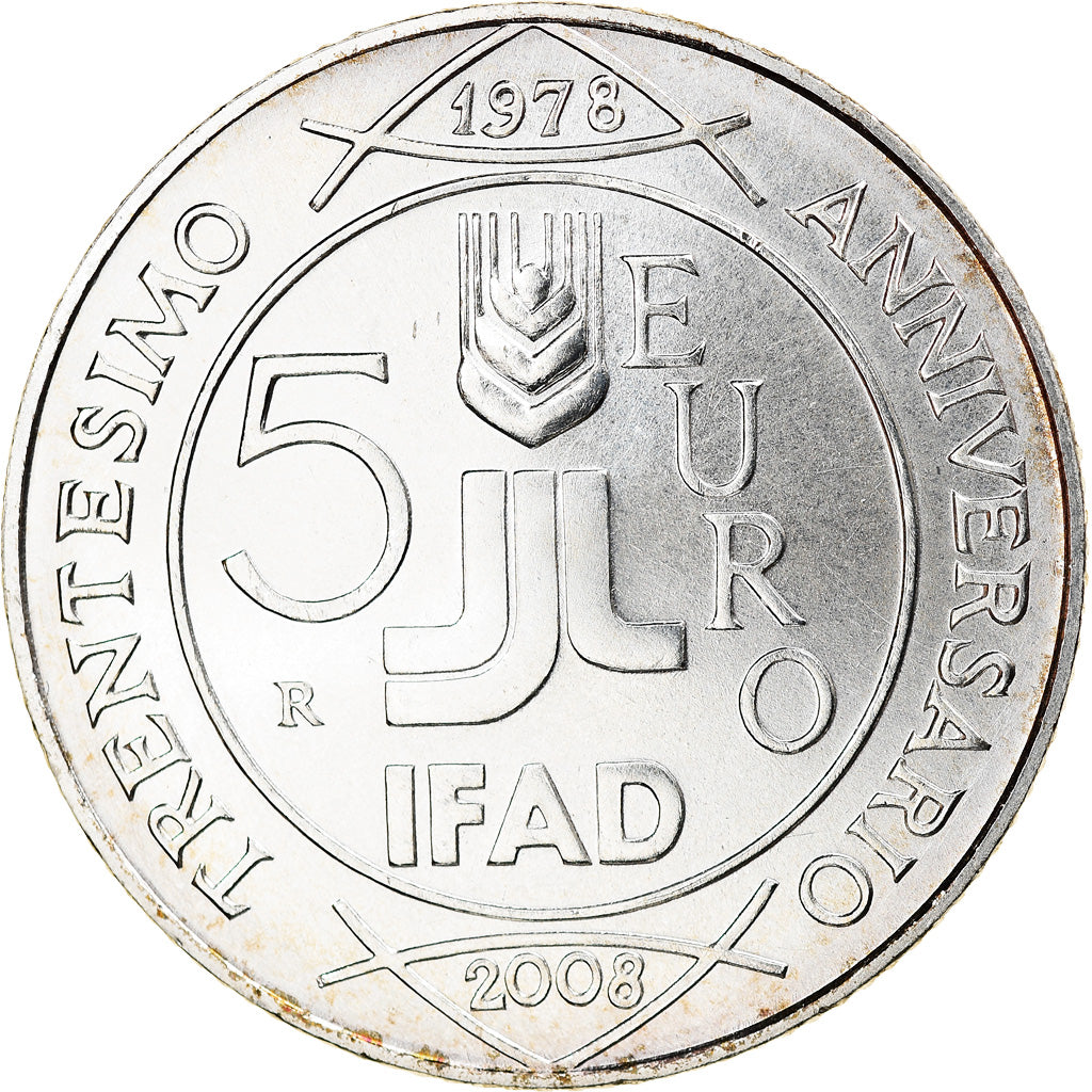 Italy, 5 Euro, 2008, Rome, MS(65-70), Silver, KM:281