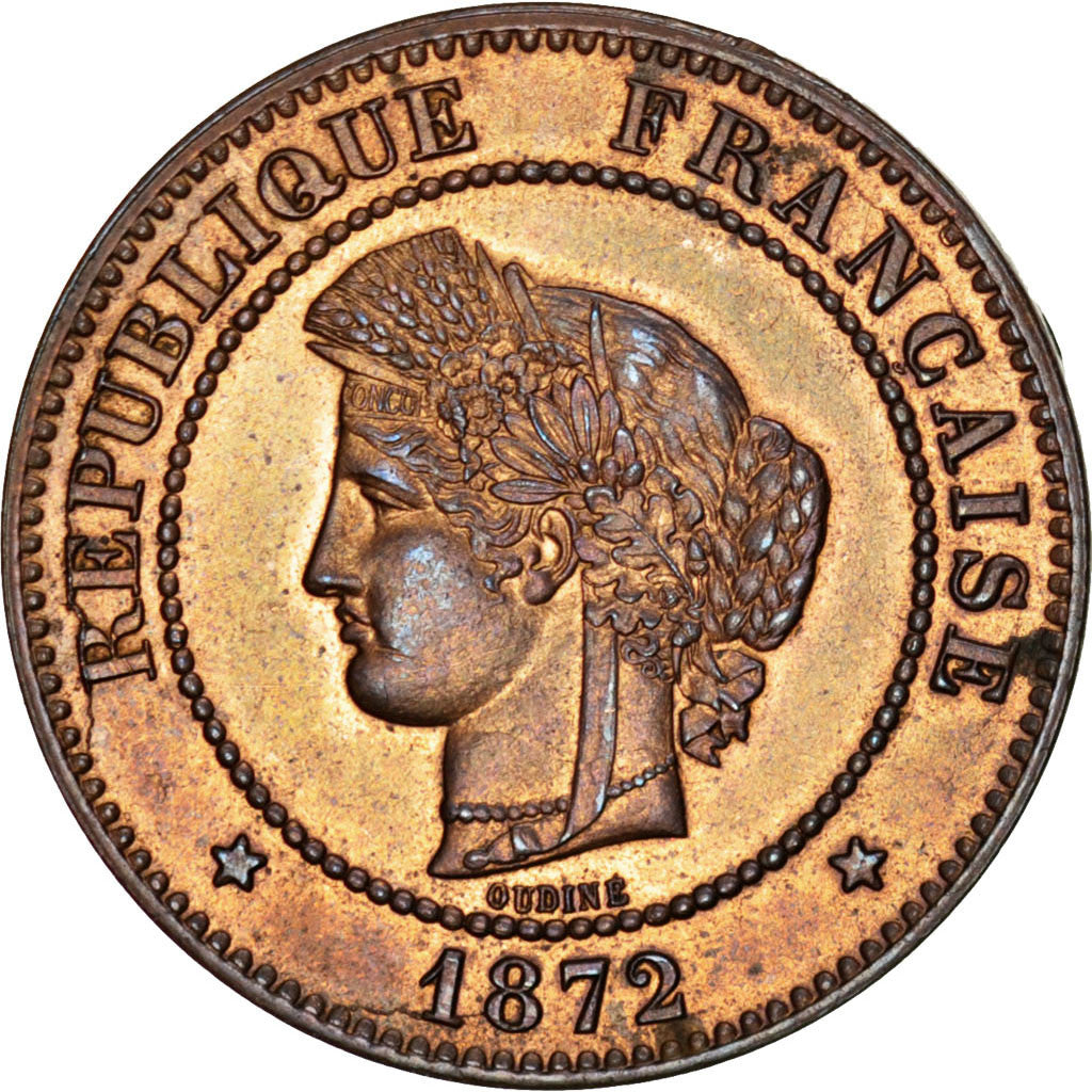 Coin, France, Cérès, 5 Centimes, 1872, Paris, MS(63), Bronze, KM:821.1