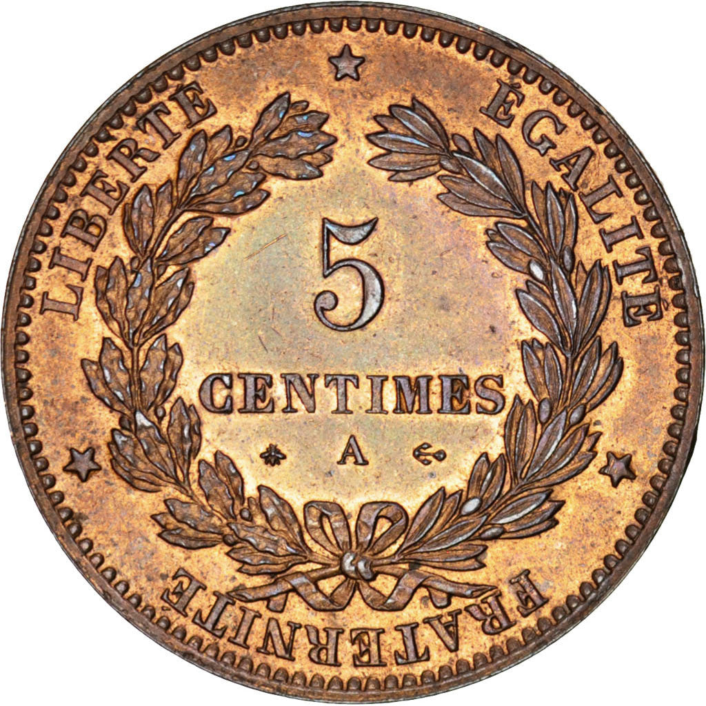 Coin, France, Cérès, 5 Centimes, 1872, Paris, MS(63), Bronze, KM:821.1