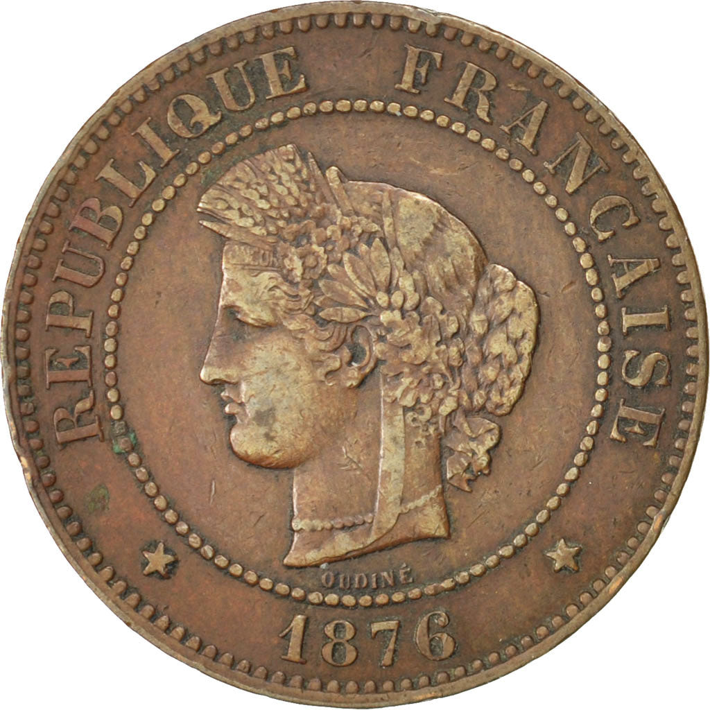 Coin, France, Cérès, 5 Centimes, 1876, Paris, EF(40-45), Bronze, KM:821.1