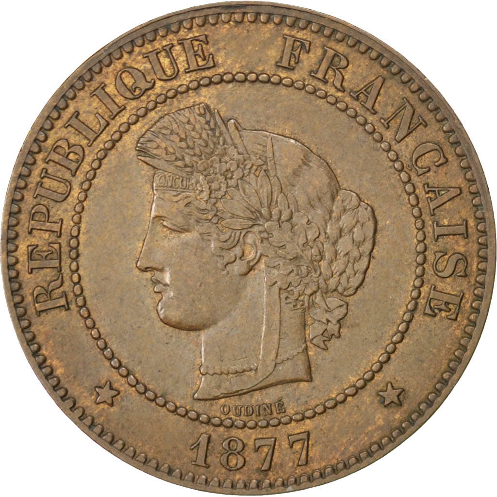 Moneta, Francia, Cérès, 5 Centimes, 1877, Paris, BB+, Bronzo, KM:821.1