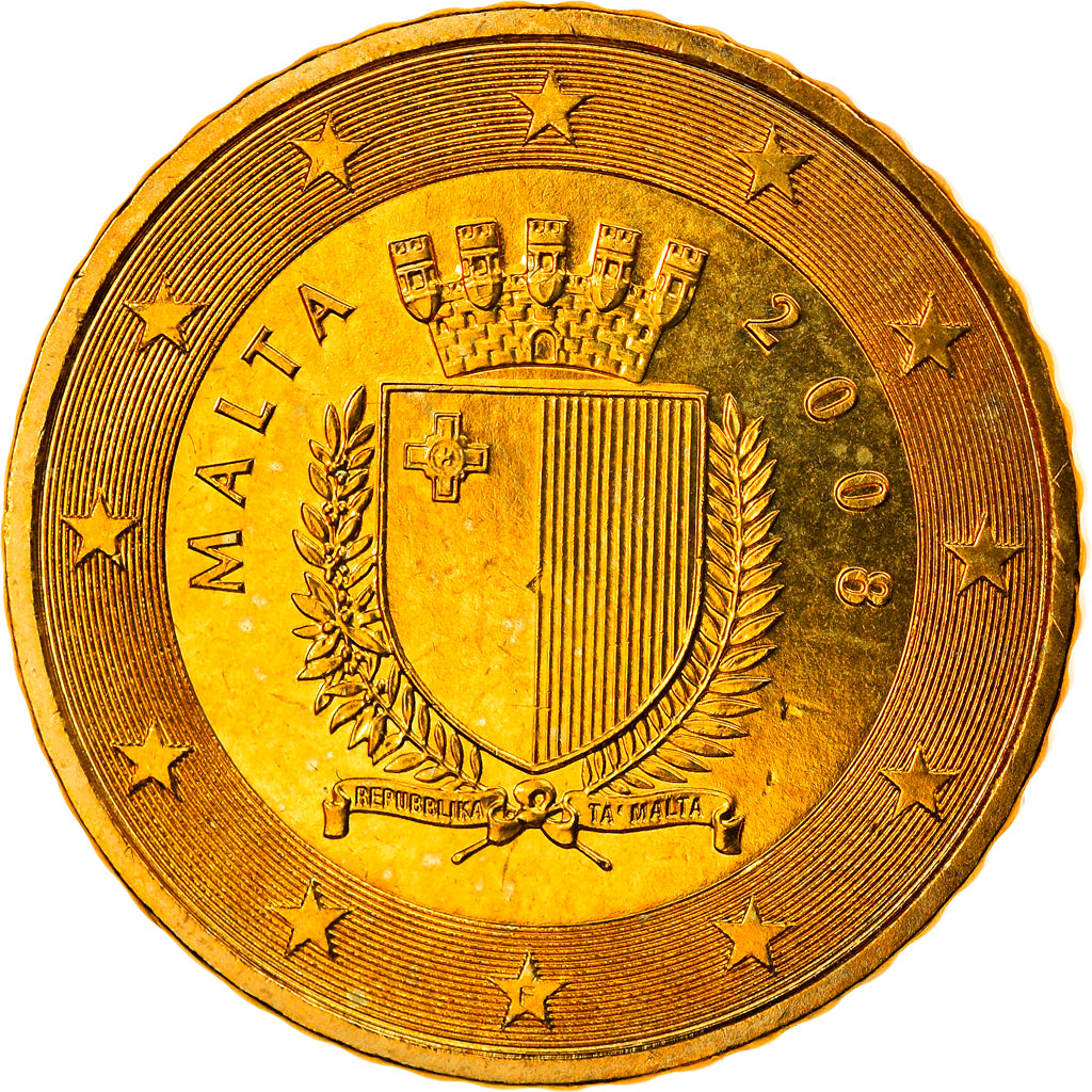 Malta, 50 Euro Cent, 2008, Paris, STGL, Messing, KM:130