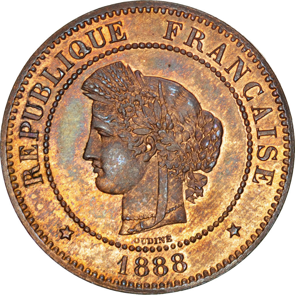 Moneta, Francia, Cérès, 5 Centimes, 1888, Paris, SPL, Bronzo, KM:821.1