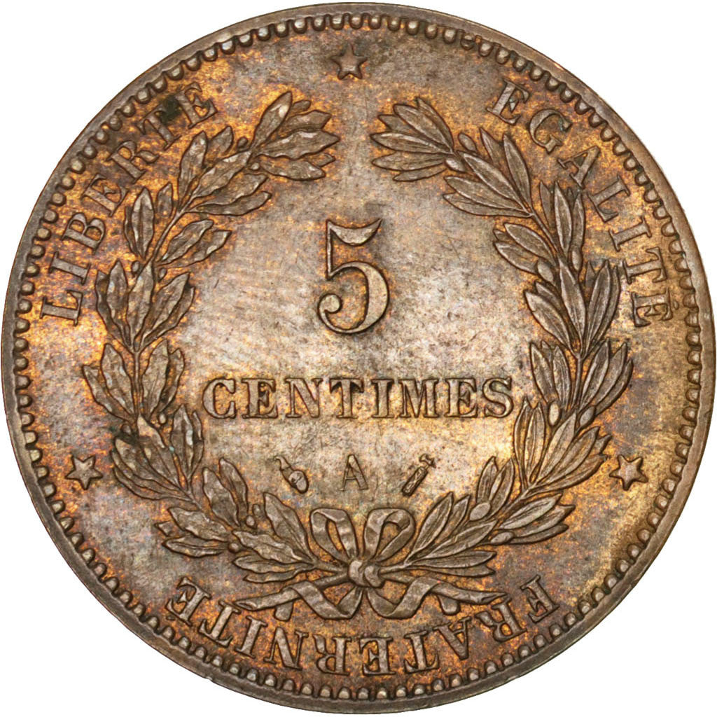 Coin, France, Cérès, 5 Centimes, 1889, Paris, AU(55-58), Bronze, KM:821.1