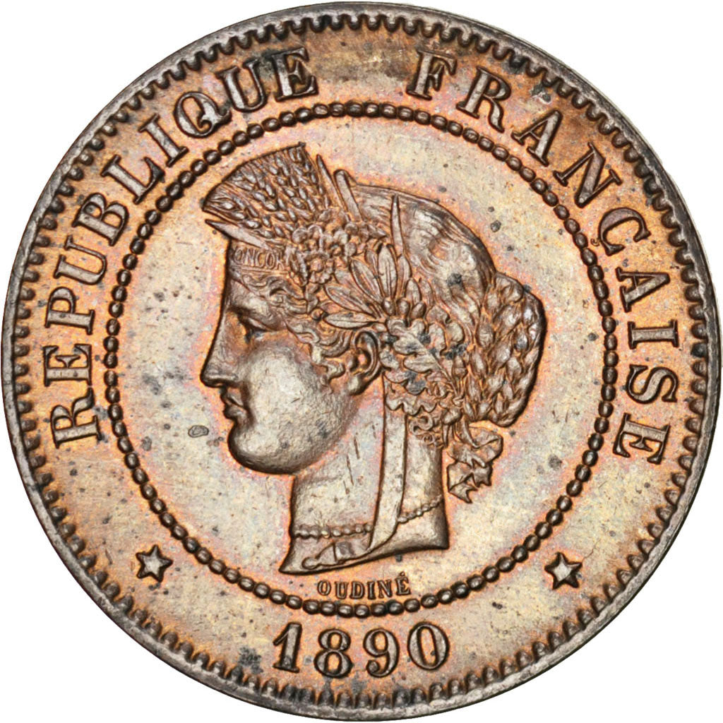 Coin, France, Cérès, 5 Centimes, 1890, Paris, AU(55-58), Bronze, KM:821.1