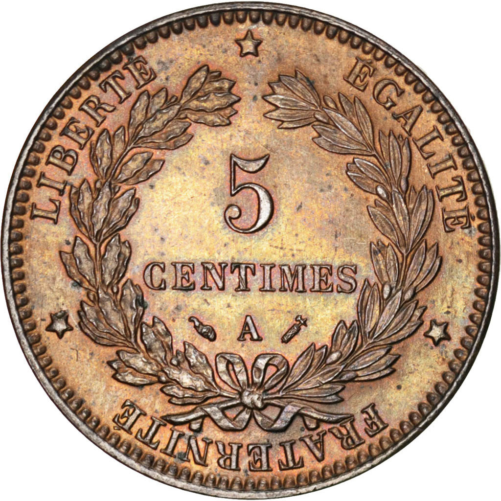 Coin, France, Cérès, 5 Centimes, 1890, Paris, AU(55-58), Bronze, KM:821.1