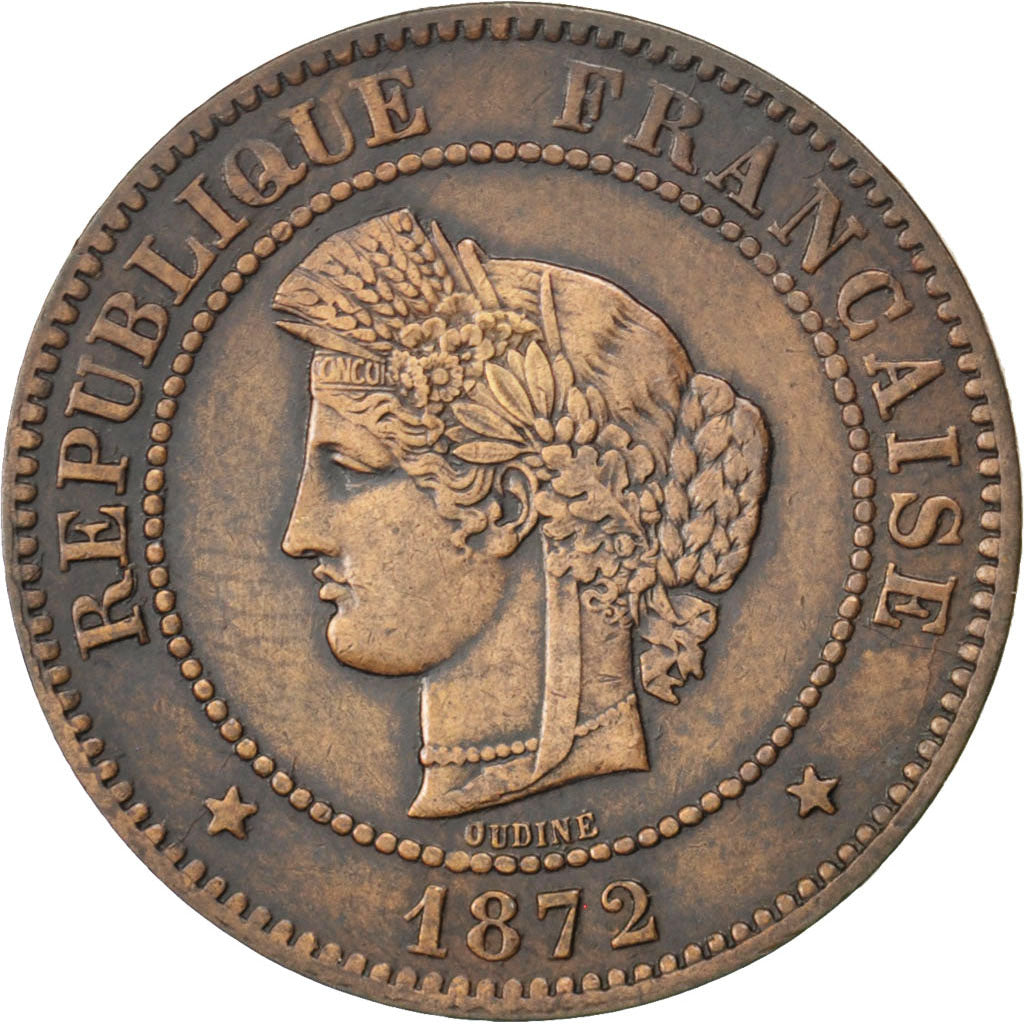 Moneda, Francia, Cérès, 5 Centimes, 1872, Bordeaux, MBC, Bronce, KM:821.2