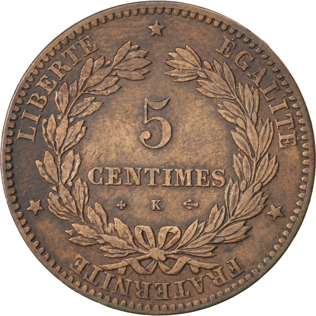 Moneda, Francia, Cérès, 5 Centimes, 1872, Bordeaux, MBC, Bronce, KM:821.2