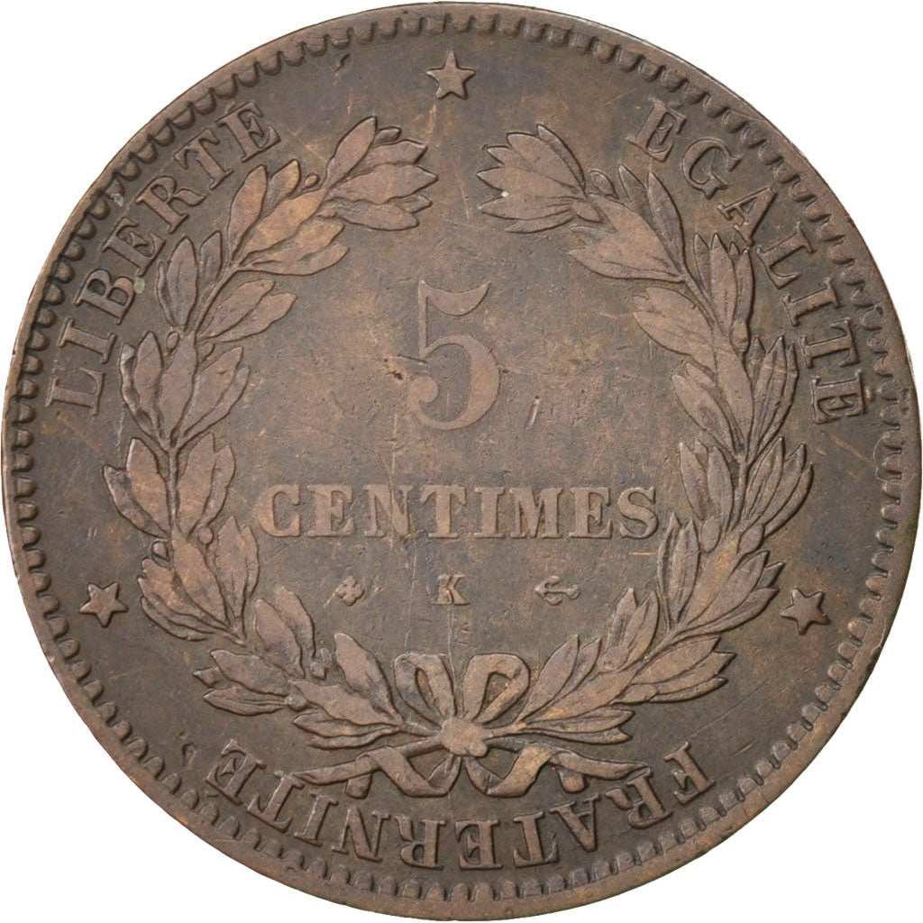 Monnaie, France, Cérès, 5 Centimes, 1873, Bordeaux, TB+, Bronze, KM:821.2