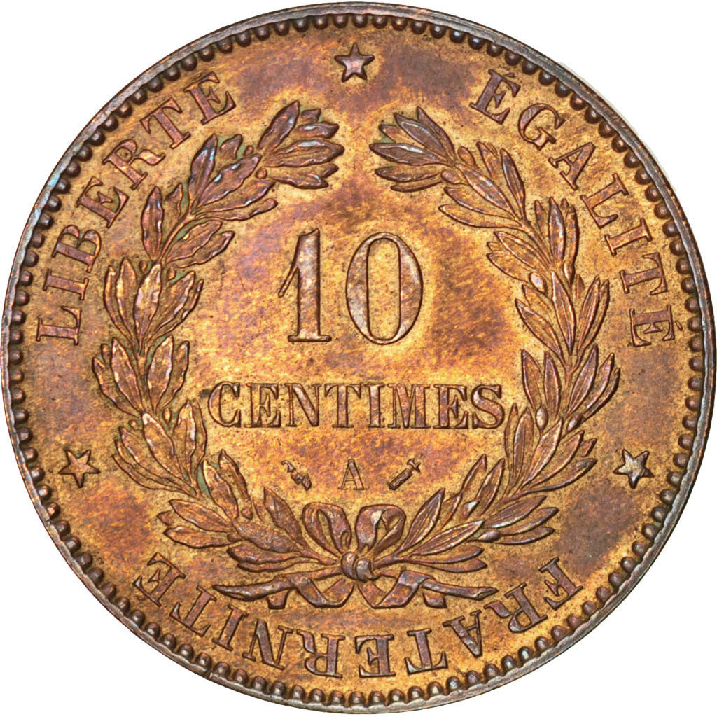 Moneda, Francia, Cérès, 10 Centimes, 1885, Paris, EBC, Bronce, KM:815.1