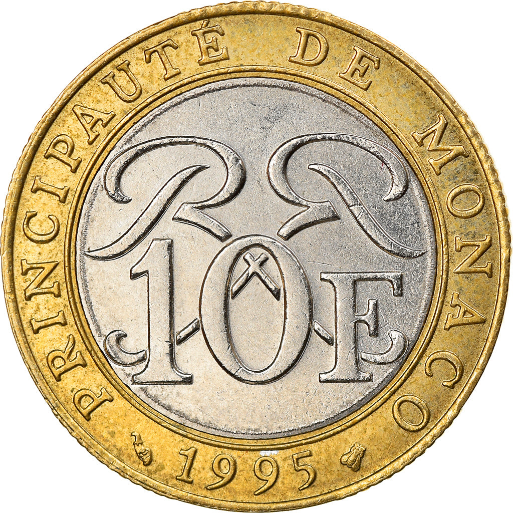 Coin, Monaco, Rainier III, 10 Francs, 1995, EF(40-45), Bi-Metallic, KM:163