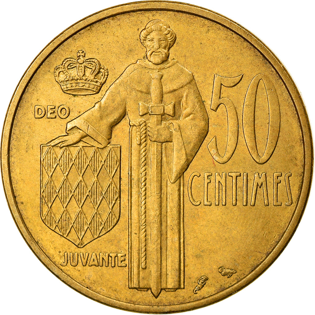 Coin, Monaco, Rainier III, 50 Centimes, 1962, EF(40-45), Aluminum-Bronze