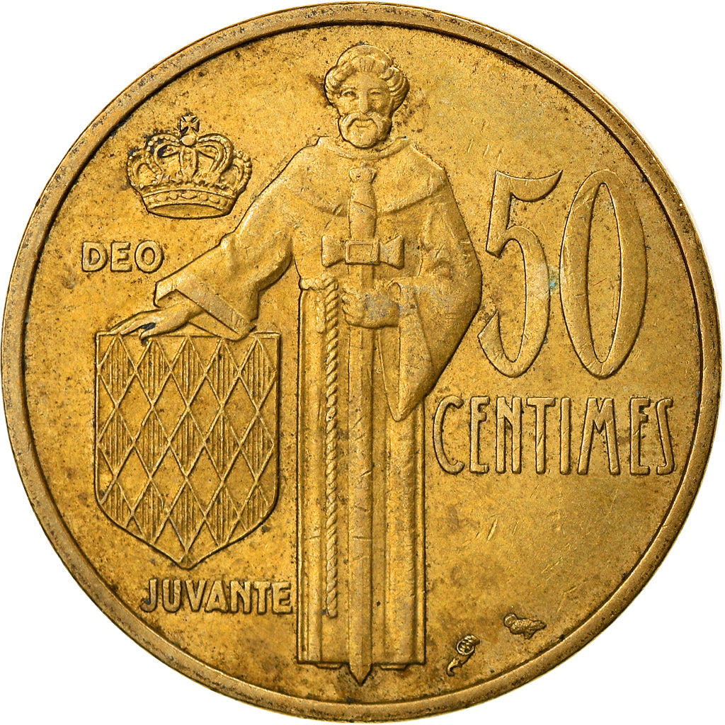 Coin, Monaco, Rainier III, 50 Centimes, 1962, EF(40-45), Aluminum-Bronze