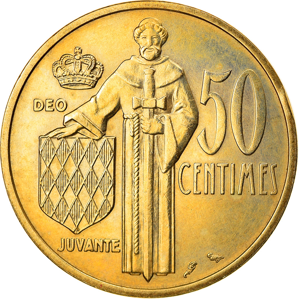 Coin, Monaco, Rainier III, 50 Centimes, 1962, EF(40-45), Aluminum-Bronze