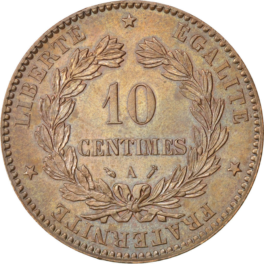 Coin, France, Cérès, 10 Centimes, 1891, Paris, AU(55-58), Bronze, KM:815.1