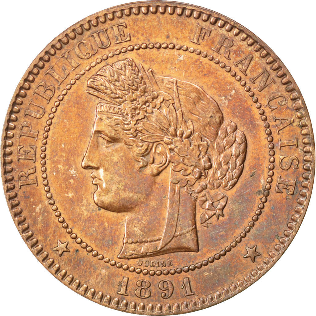 Coin, France, Cérès, 10 Centimes, 1891, Paris, AU(55-58), Bronze, KM:815.1