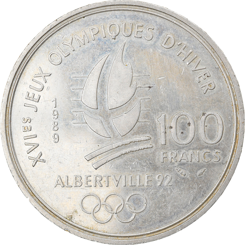 Münze, Frankreich, Ice Skating Couple, 100 Francs, 1989, Albertville 92, VZ