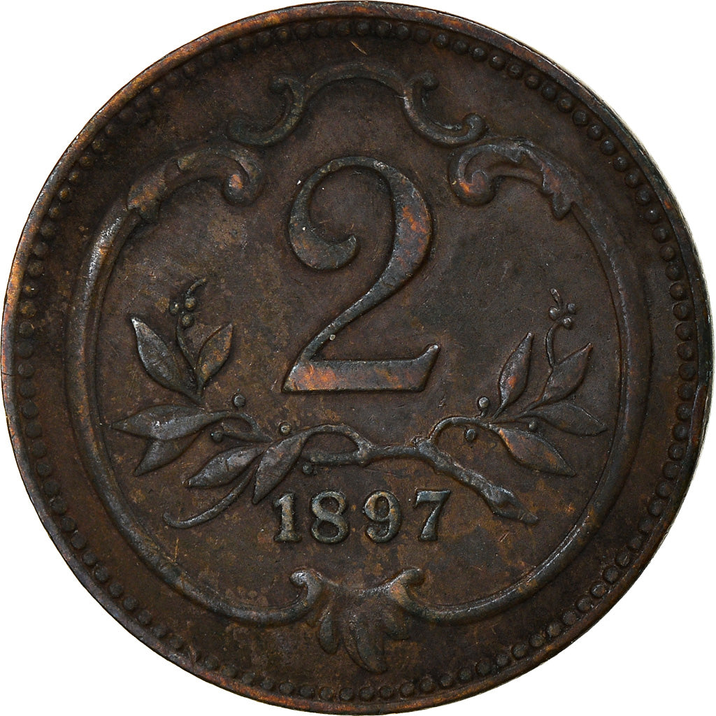 Moneta, Austria, Franz Joseph I, 2 Heller, 1897, BB, Bronzo, KM:2801