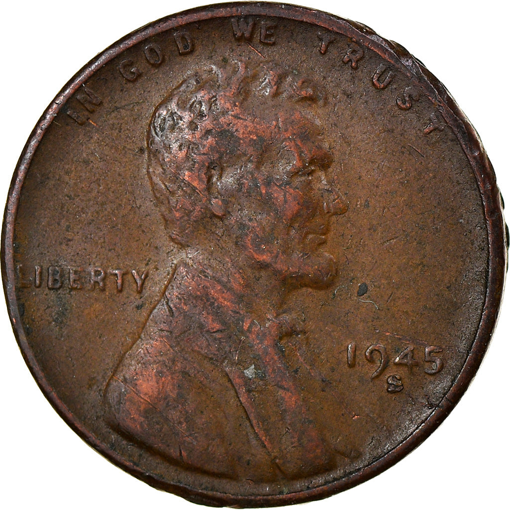 Monnaie, États-Unis, Lincoln Cent, Cent, 1945, U.S. Mint, San Francisco, TB+