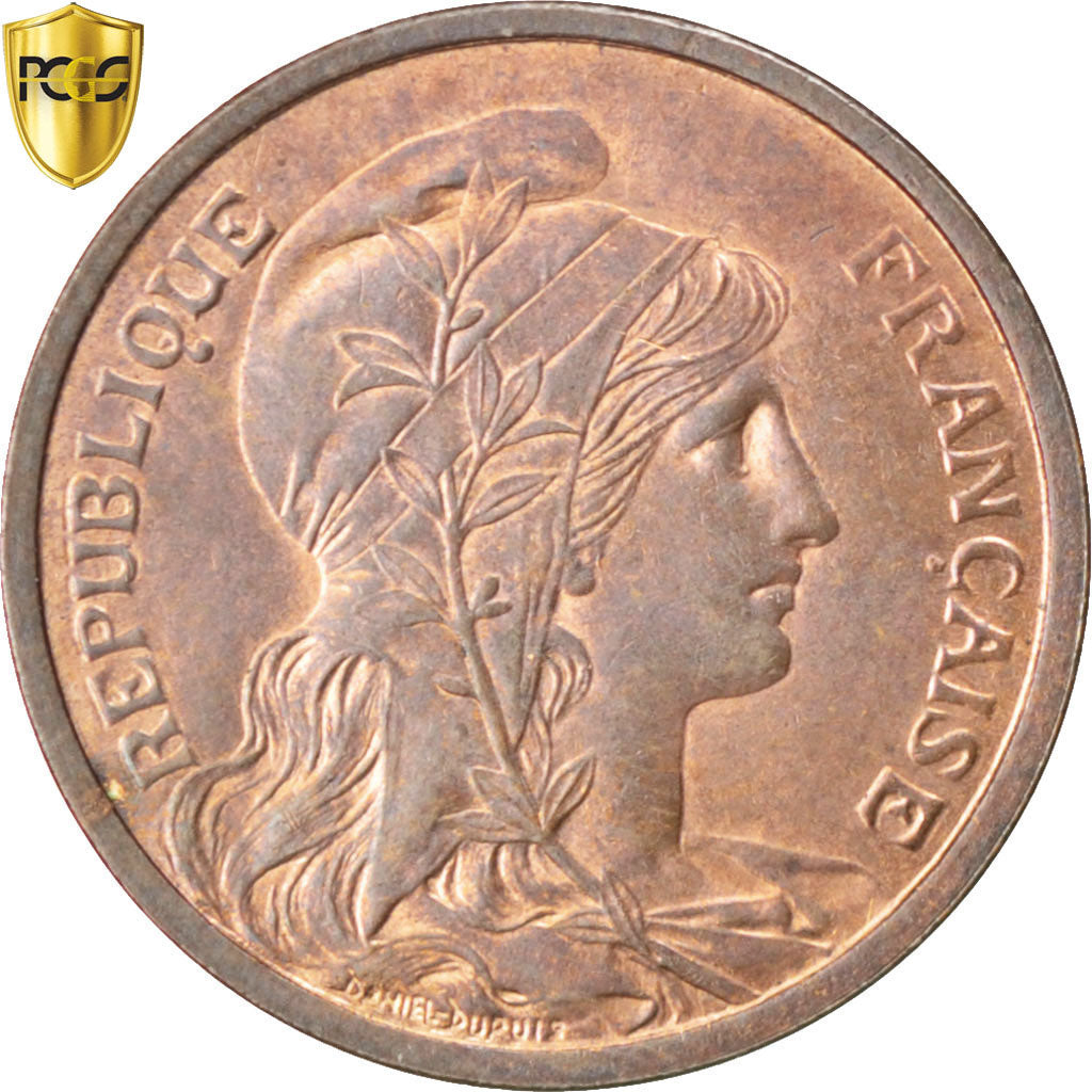 France, 2 Centimes, Daniel-Dupuis, 1904, Paris, Bronze, PCGS, MS64RB