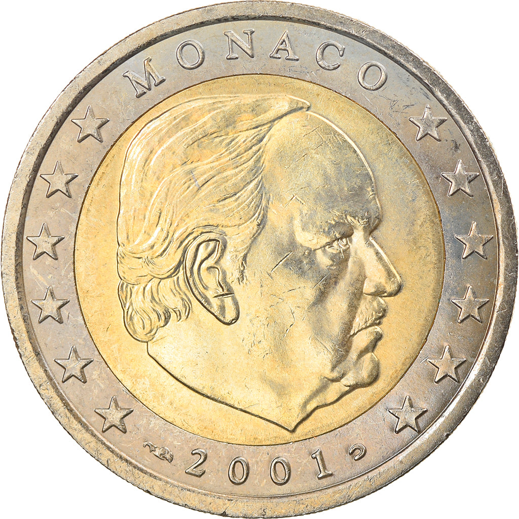 Monaco, 2 Euro, 2001, Paris, MS(63), Bimetaliczny, KM:186