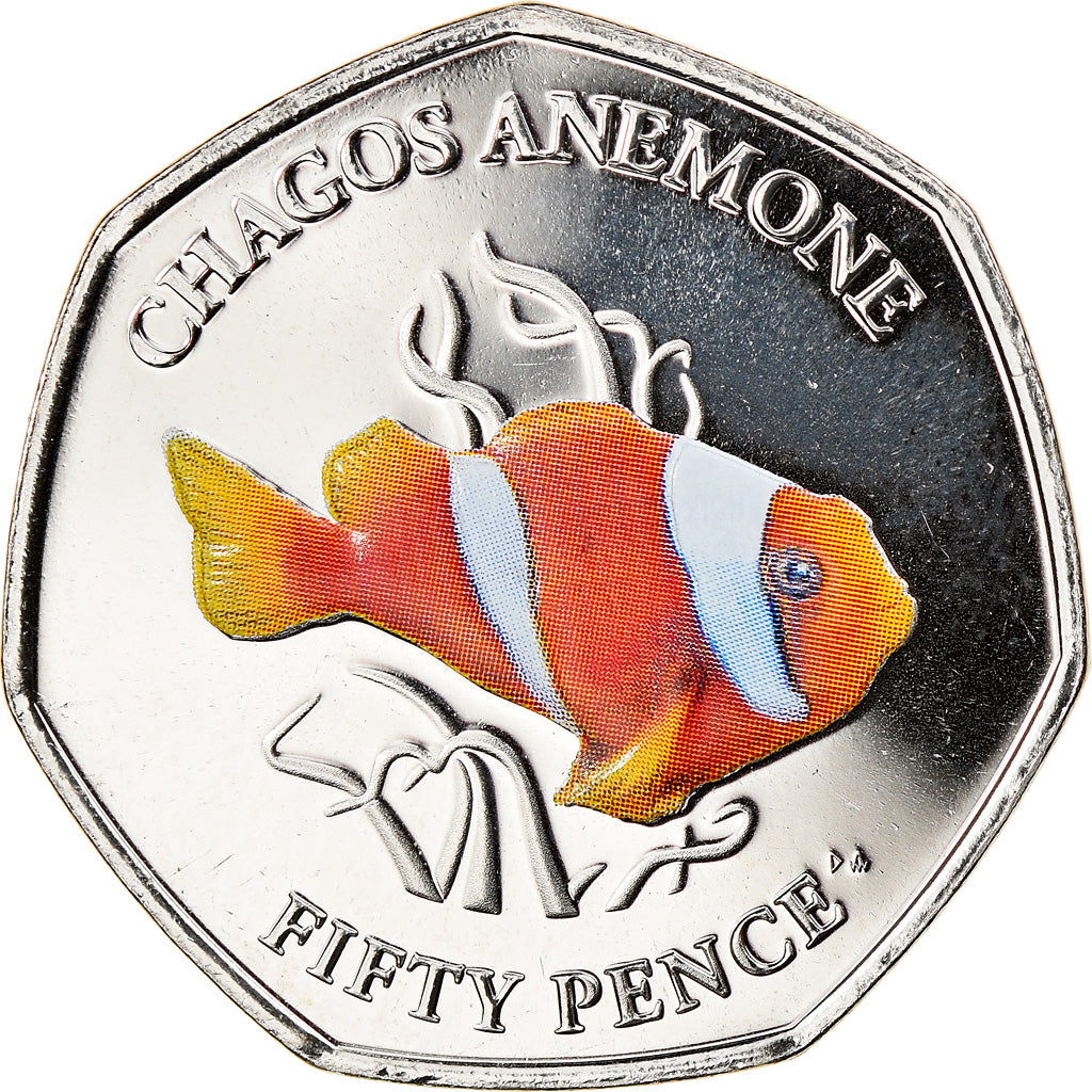 Monnaie, Océan Indien Britannique, Poisson-clown, 50 Pence, 2021, FDC