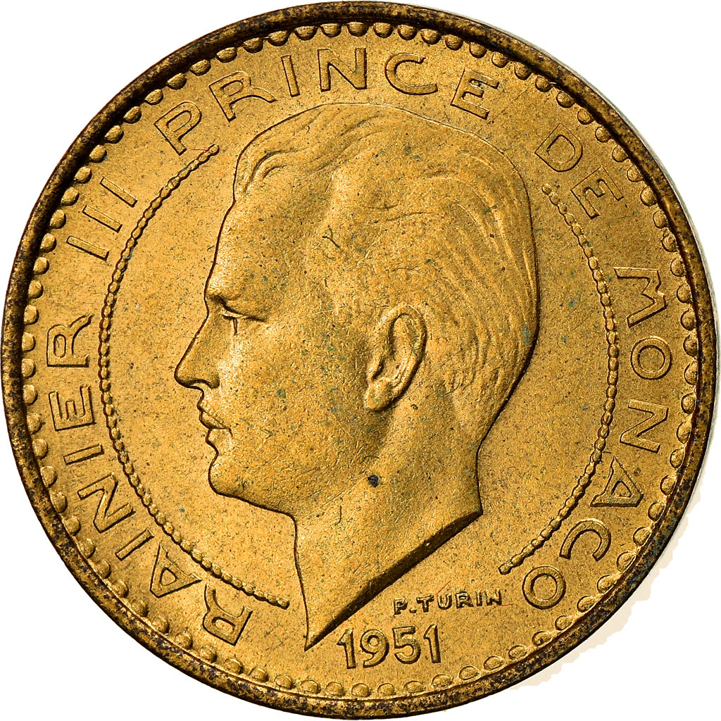 Moneta, Monaco, Rainier III, 10 Francs, 1951, SPL-, Alluminio-bronzo, KM:130