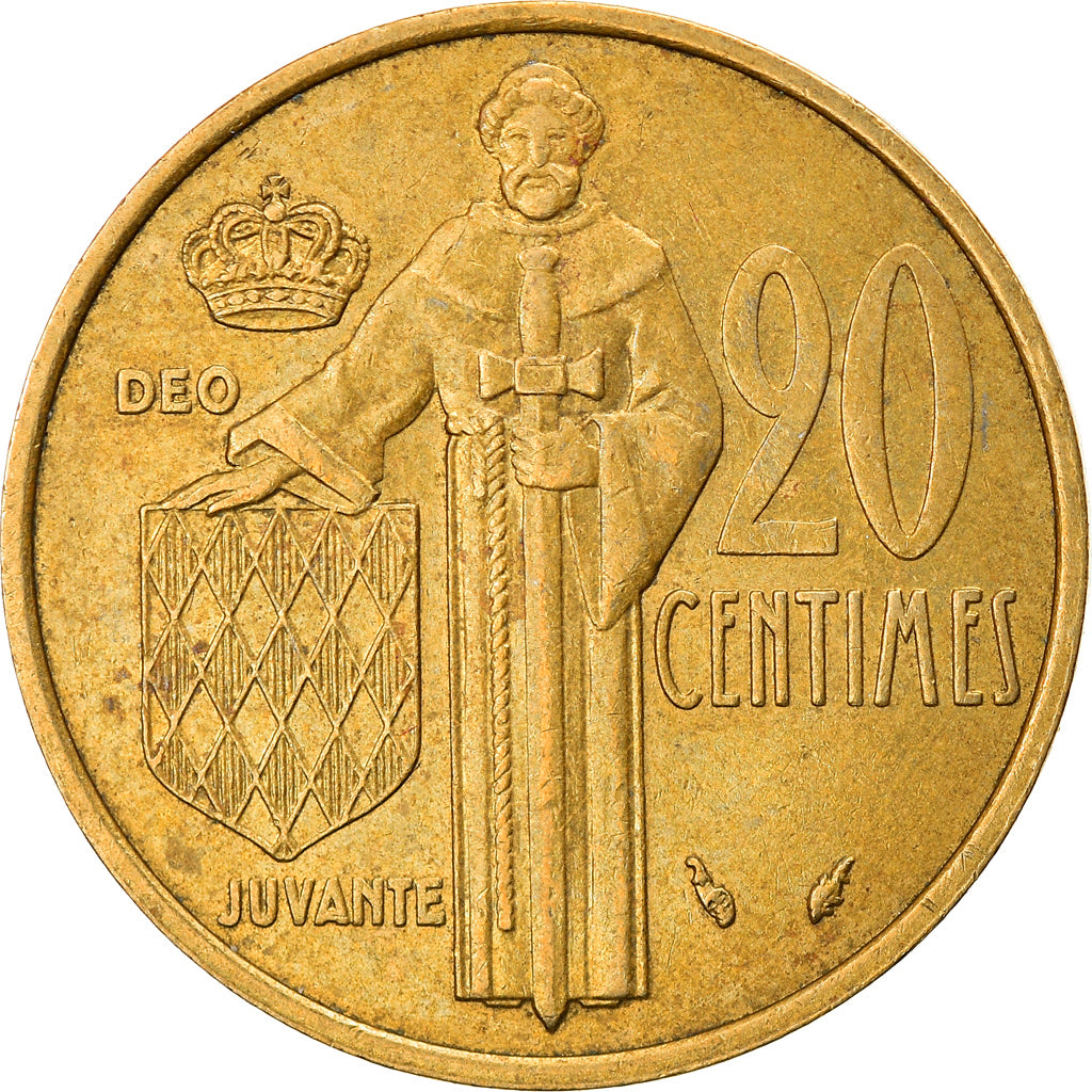 Moneda, Mónaco, Rainier III, 20 Centimes, 1976, MBC, Aluminio - bronce, KM:143