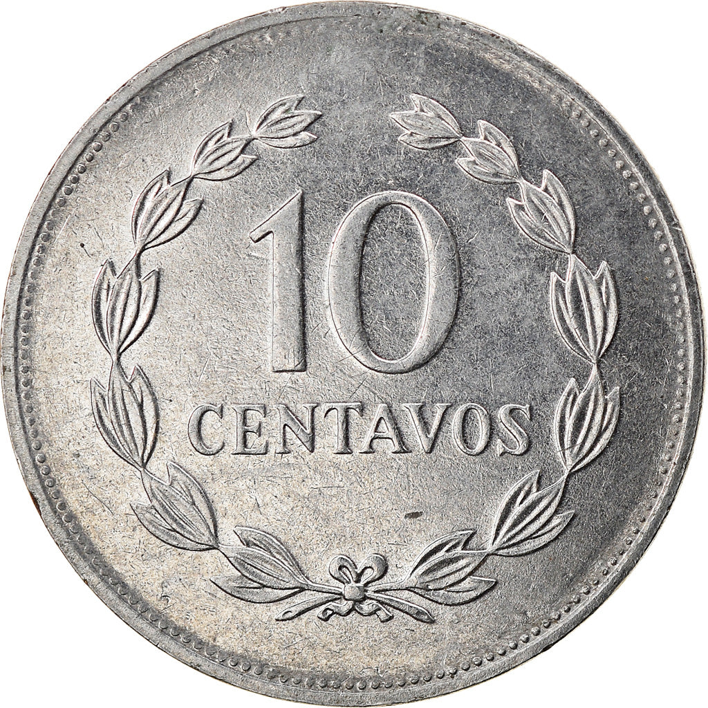 Moneda, El Salvador, 10 Centavos, 1987, MBC, Acero inoxidable, KM:155