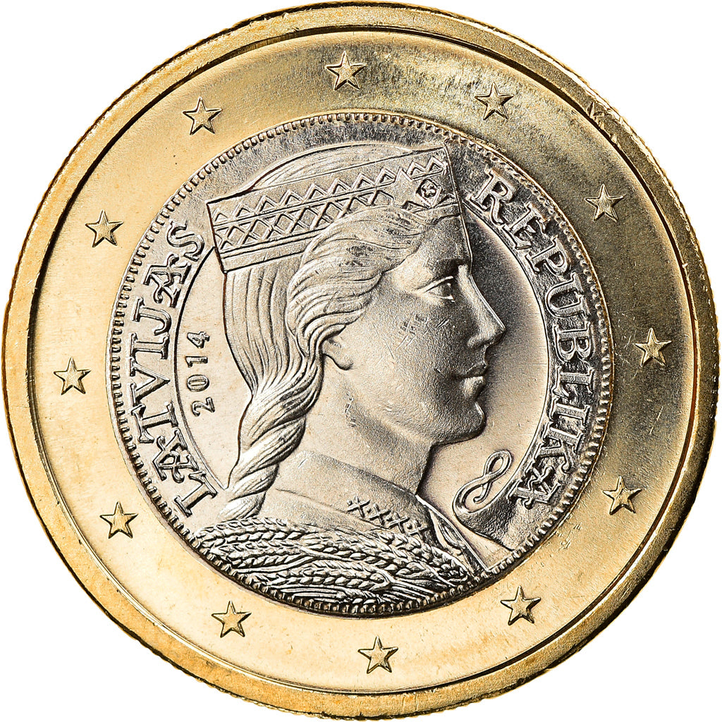 Latvia, Euro, 2014, UNZ+, Bi-Metallic