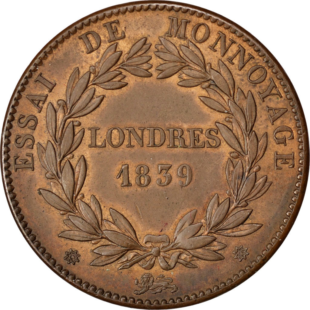France, Louis Philippe I, 1 Décime, 1839, London, Pattern, Bronze, AU(55-58)