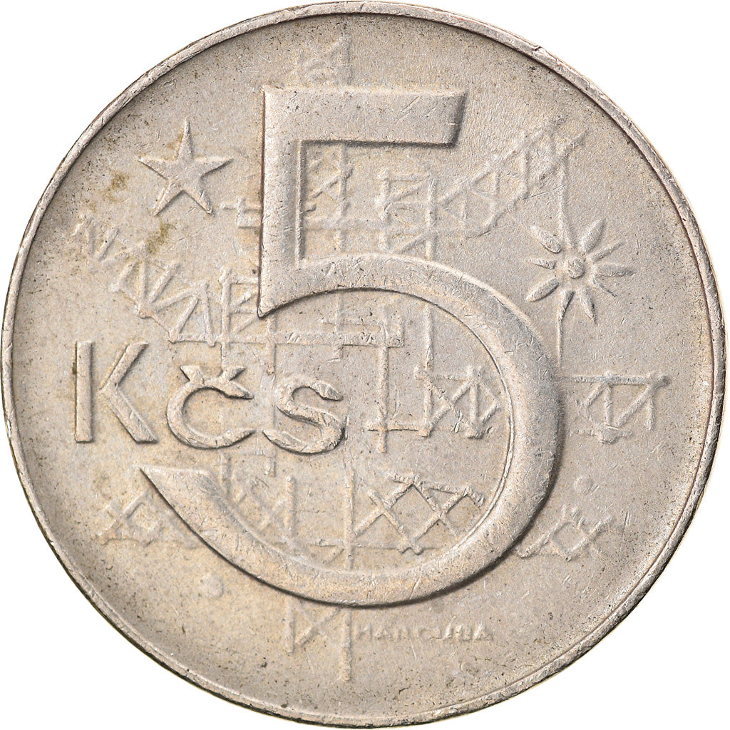 Moneda, Checoslovaquia, 5 Korun, 1990, MBC, Cobre - níquel, KM:60