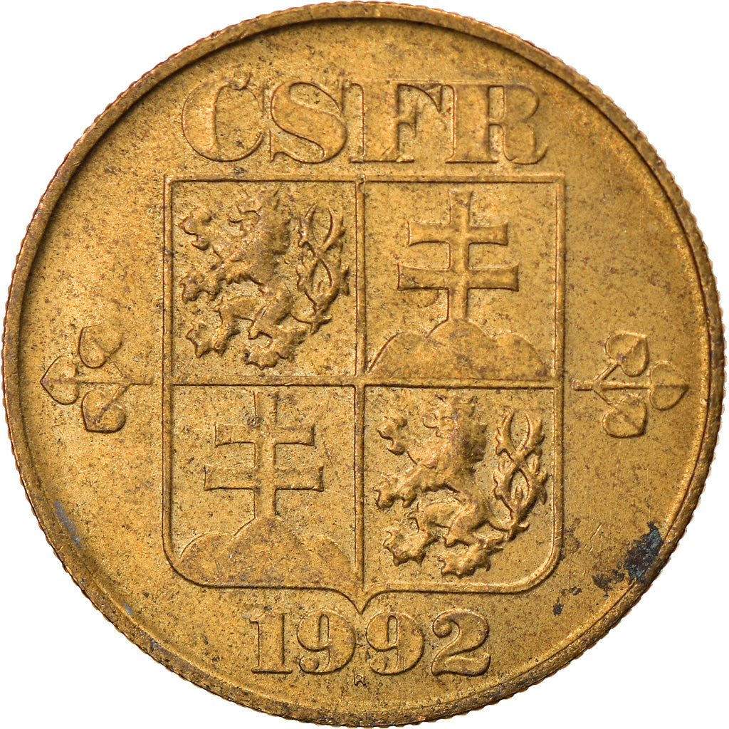 Moneta, Czechosłowacja, Koruna, 1992, EF(40-45), Miedź-Aluminium, KM:151