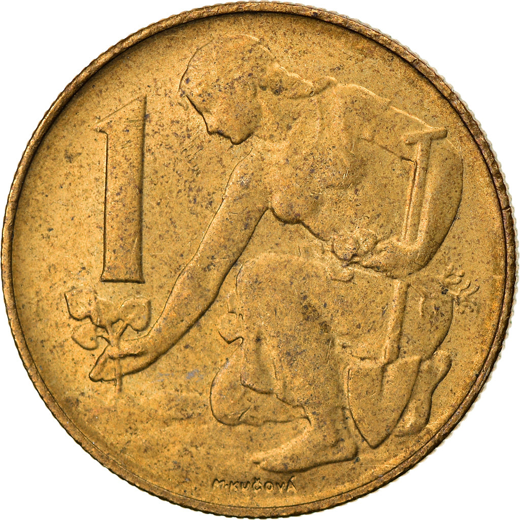 Moneta, Czechosłowacja, Koruna, 1992, EF(40-45), Miedź-Aluminium, KM:151