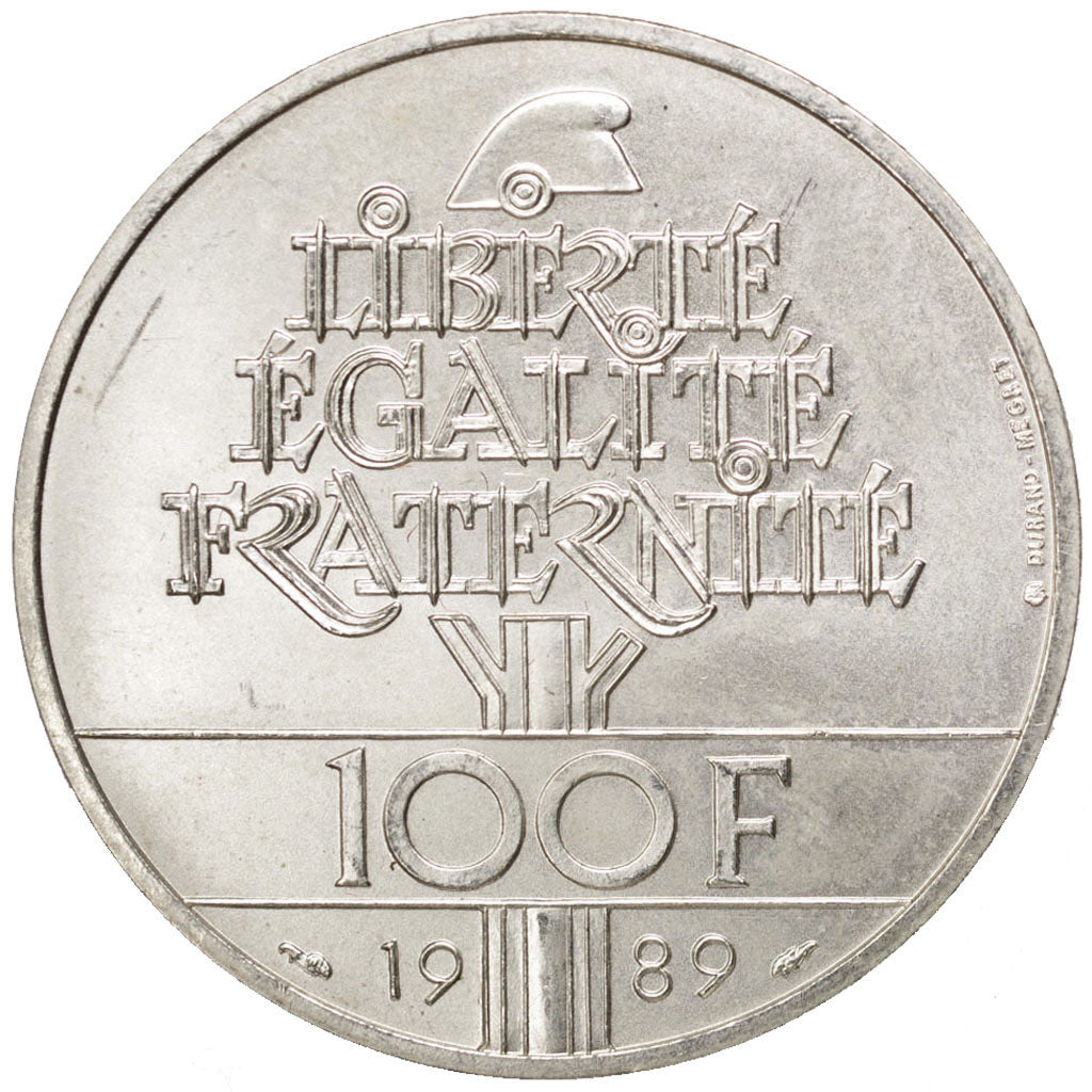 Moneta, Francja, 100 Francs, 1989, MS(60-62), Srebro, KM:E145, Gadoury:904