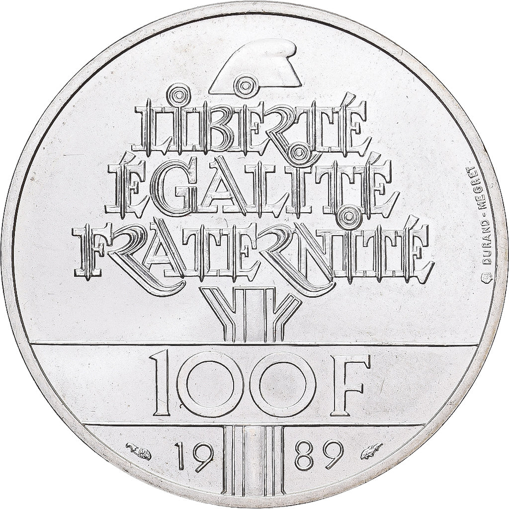 Munten, Frankrijk, 100 Francs, 1989, PR+, Zilver, KM:E145, Gadoury:904