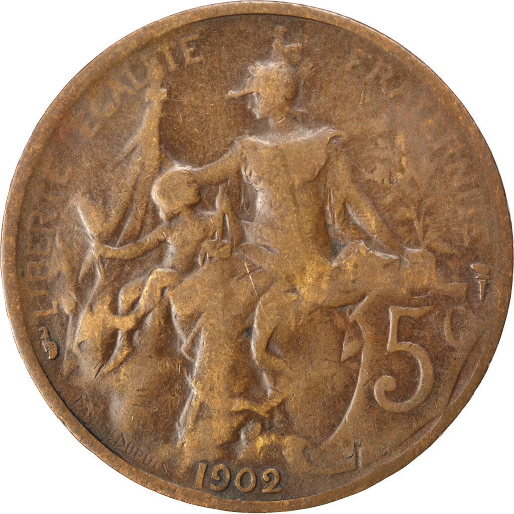 Munten, Frankrijk, Dupuis, 5 Centimes, 1902, FR+, Bronze, KM:842, Gadoury:165