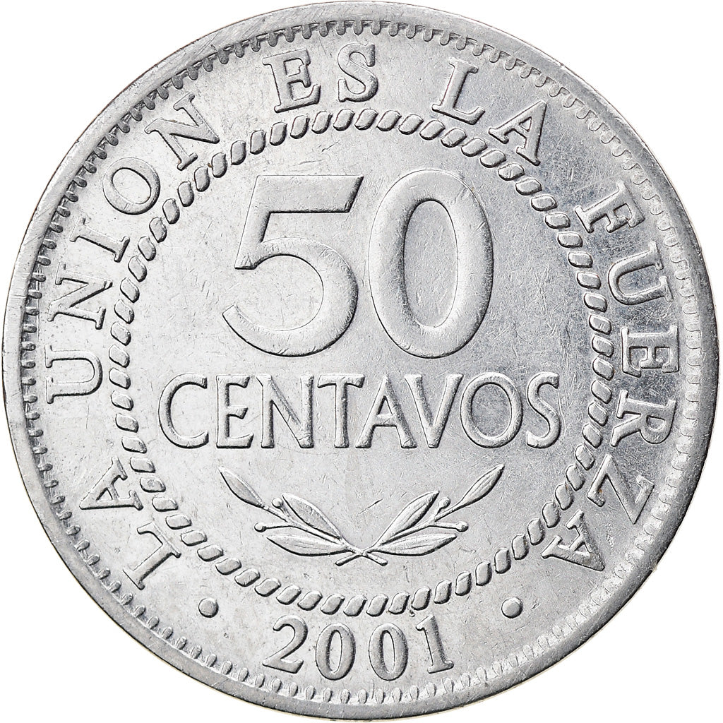 Monnaie, Bolivie, 50 Centavos, 2001, TTB, Stainless Steel, KM:204